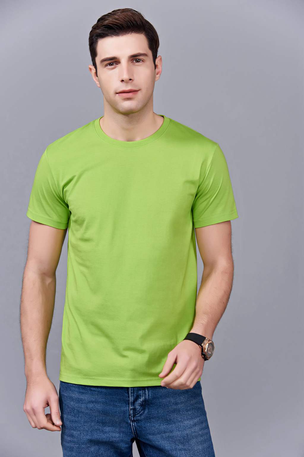 畢業(yè)創(chuàng)意校服班服文化衫定制加工LOGO繡秀印花款 澳大利亞棉200G長(zhǎng)短袖文化衫 果綠色