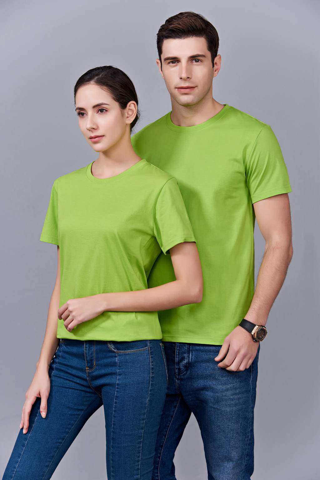 畢業(yè)創(chuàng)意校服班服文化衫定制加工LOGO繡秀印花款 澳大利亞棉200G長(zhǎng)短袖文化衫 果綠色