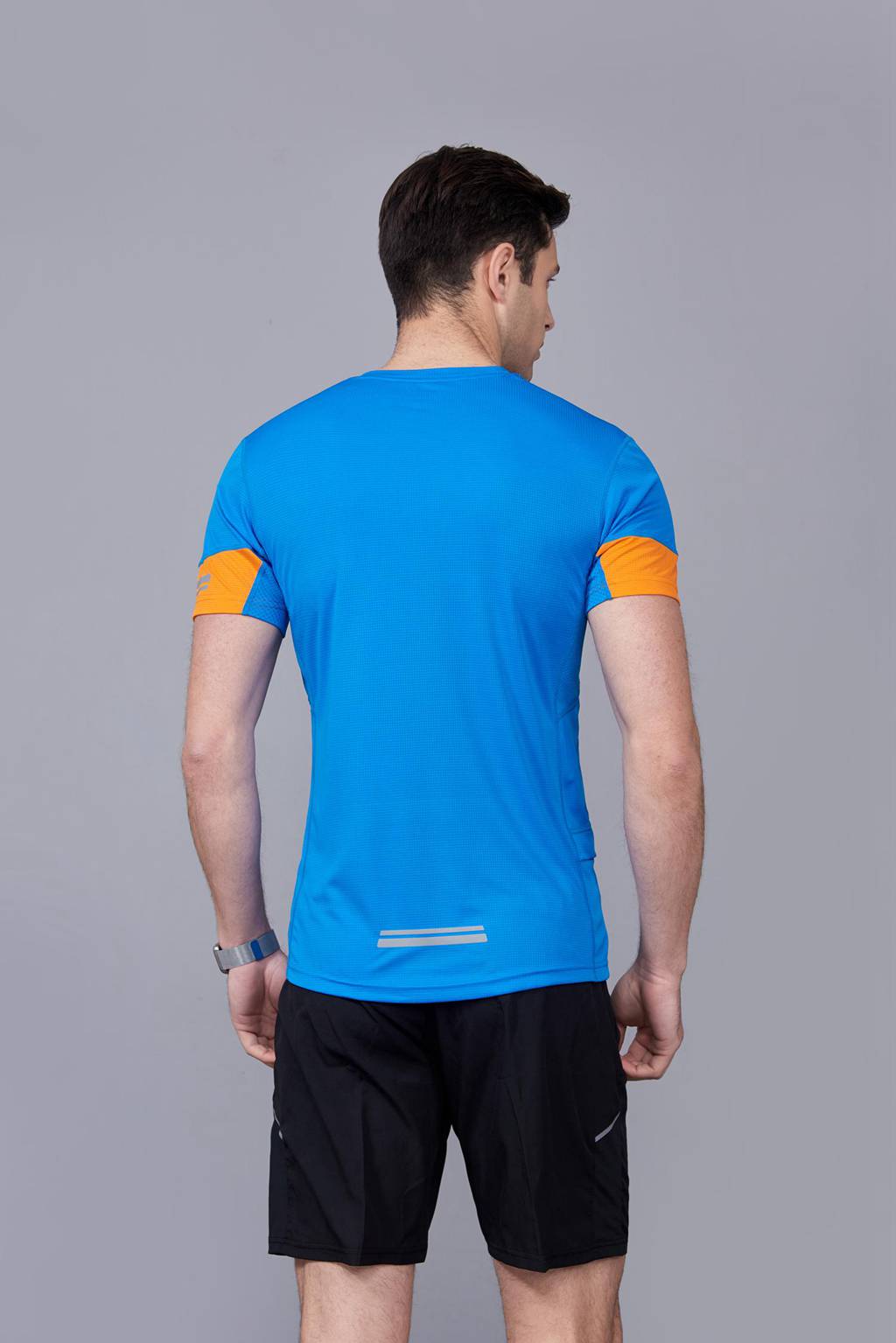 超彈力純色上衣 夏季男裝T恤文化衫 湖藍(lán)【圓領(lǐng)】