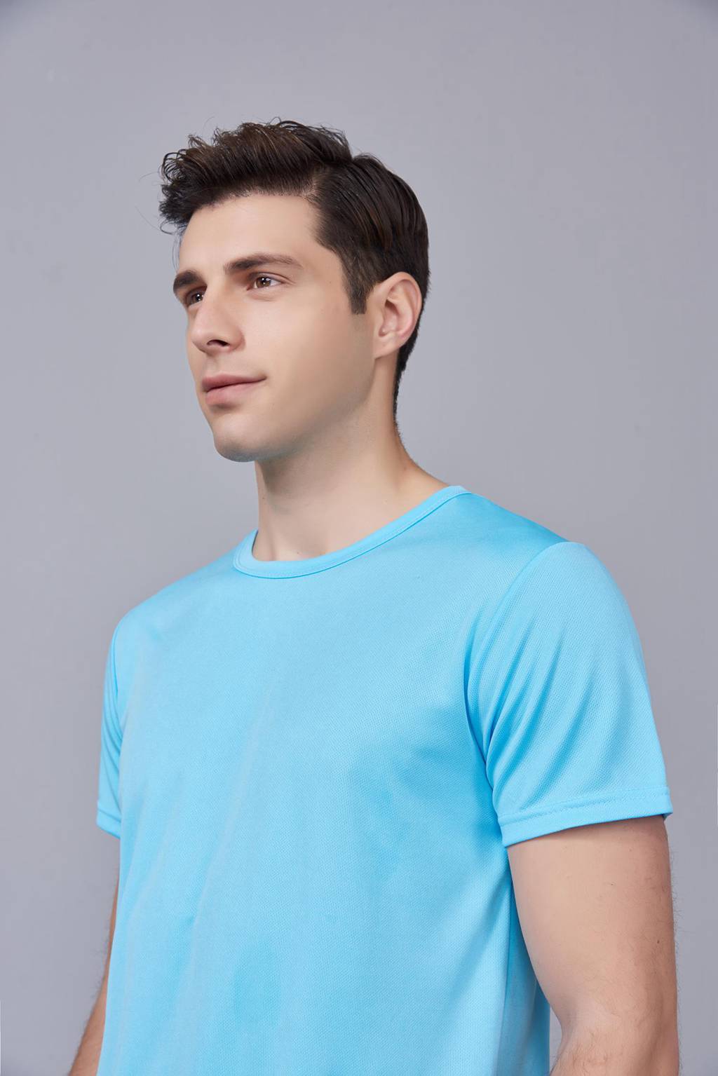 速干T恤 輕薄透氣男女情侶款圓領(lǐng)短袖速干T恤 天藍(lán)色