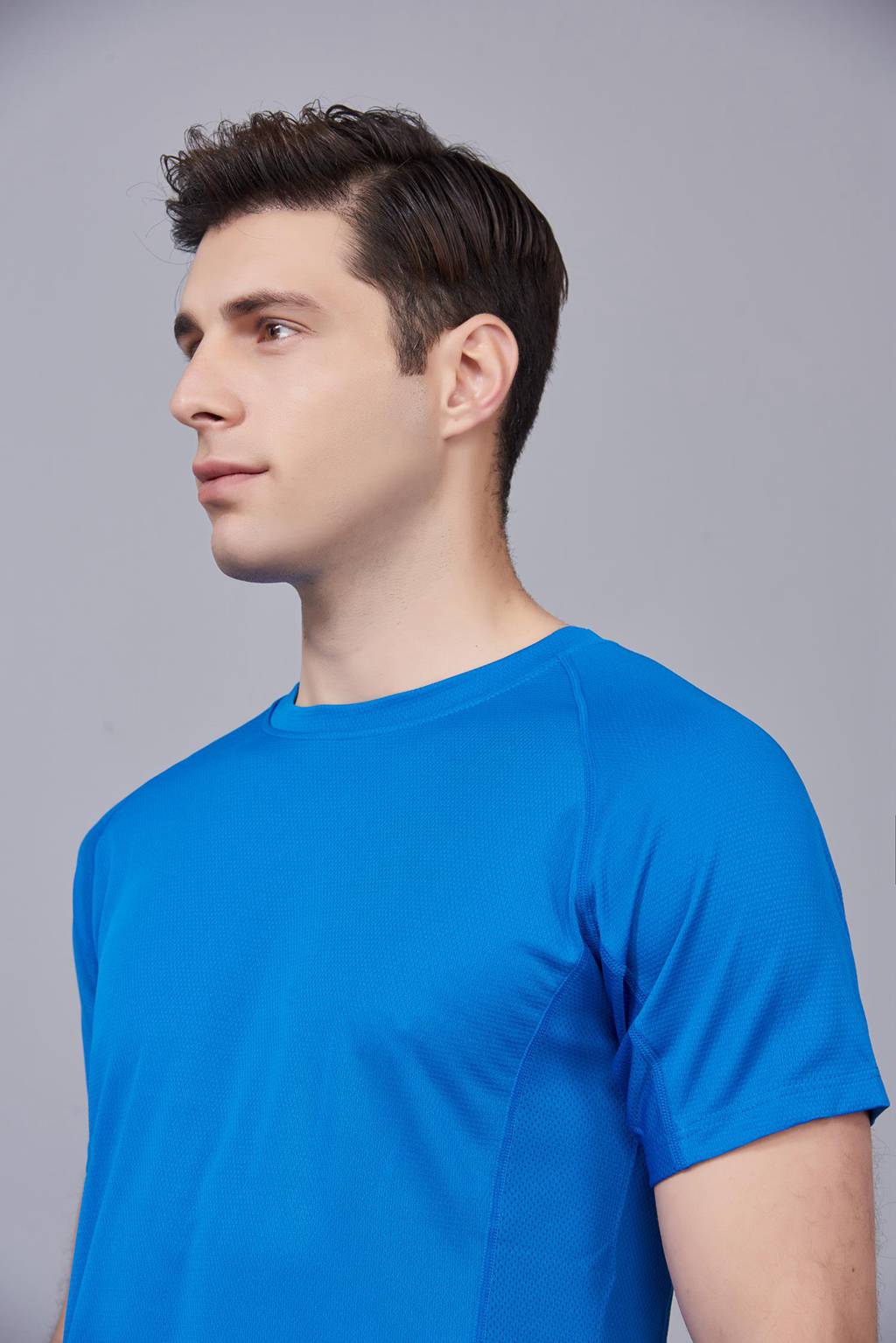 修身運動短袖 舒適透氣跑步訓練速干T恤-寶藍色