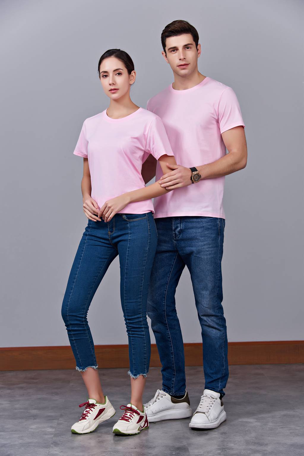 洋氣百搭親子裝 半袖顯瘦 速干圓領(lǐng)文化衫 春夏新品 粉色