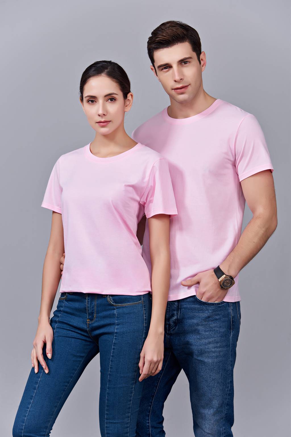 洋氣百搭親子裝 半袖顯瘦 速干圓領(lǐng)文化衫 春夏新品 粉色