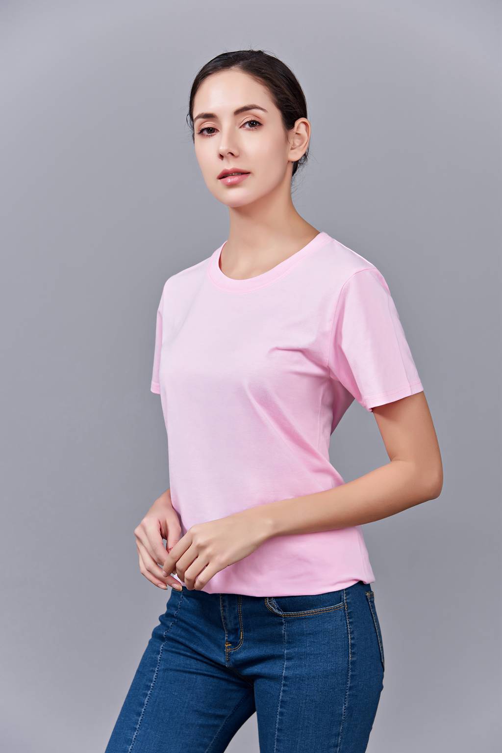 洋氣百搭親子裝 半袖顯瘦 速干圓領(lǐng)文化衫 春夏新品 粉色