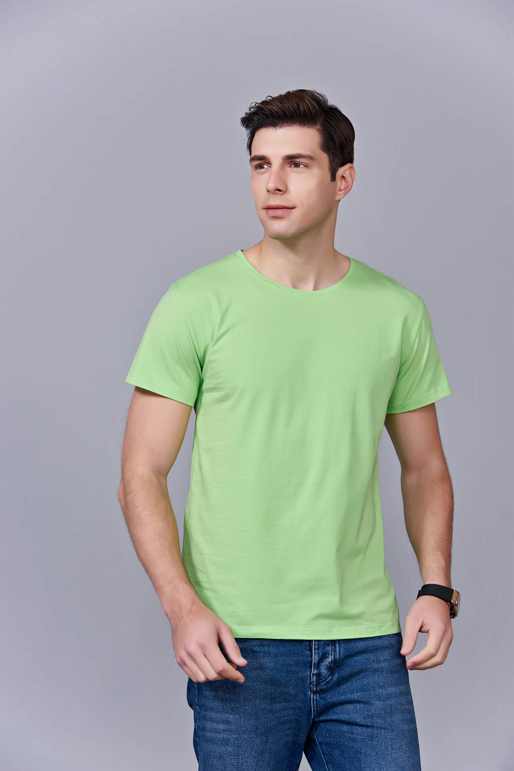 洋氣百搭親子裝 半袖顯瘦 速干圓領(lǐng)文化衫 春夏新品 果綠色