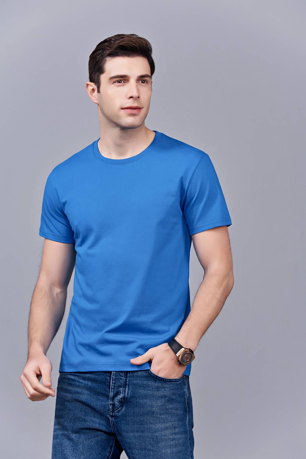 洋氣百搭親子裝 半袖顯瘦 速干圓領(lǐng)文化衫 春夏新品 湖藍色