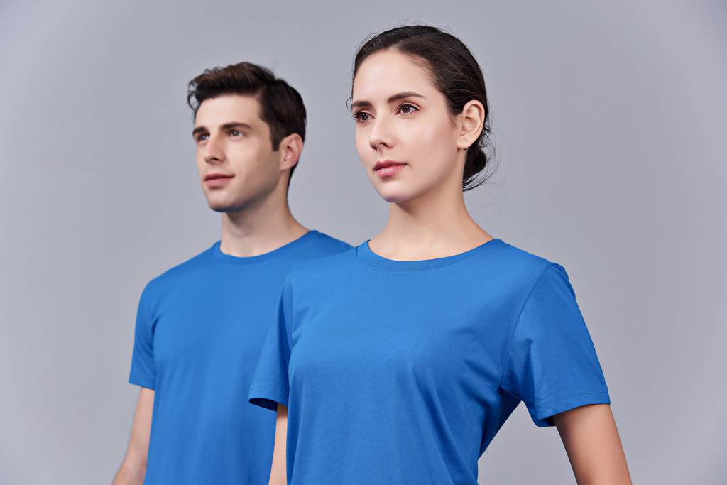 洋氣百搭親子裝 半袖顯瘦 速干圓領(lǐng)文化衫 春夏新品 湖藍色