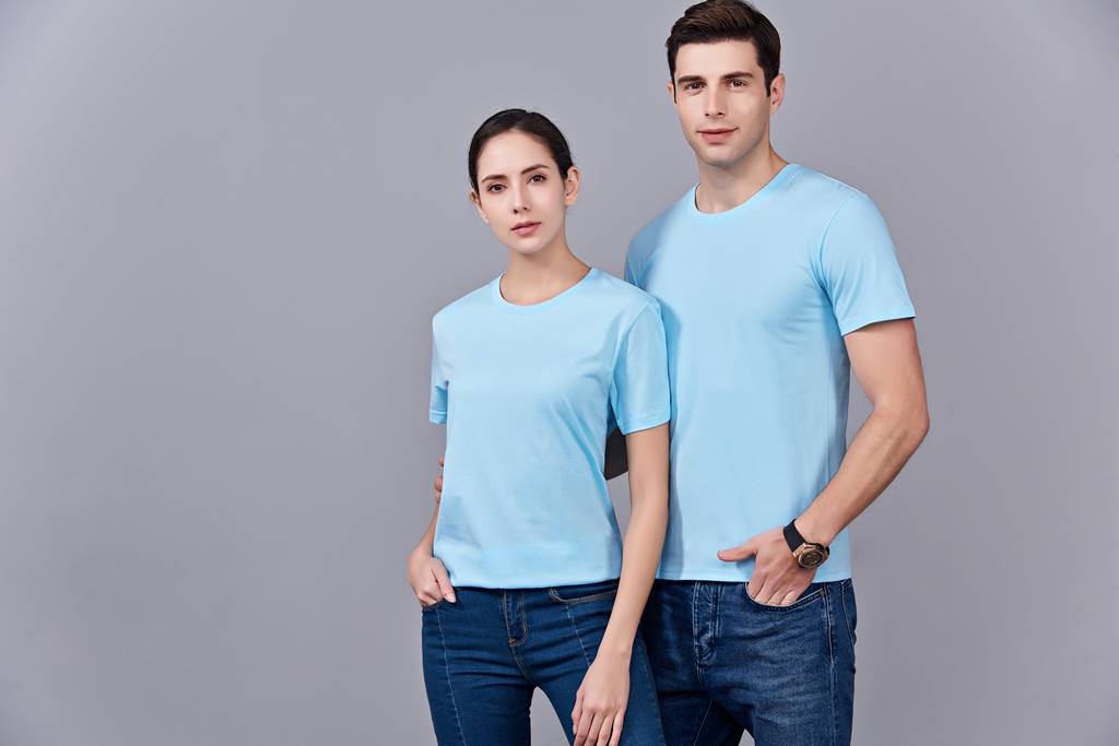 洋氣百搭親子裝 半袖顯瘦 速干圓領(lǐng)文化衫 春夏新品 天藍(lán)色