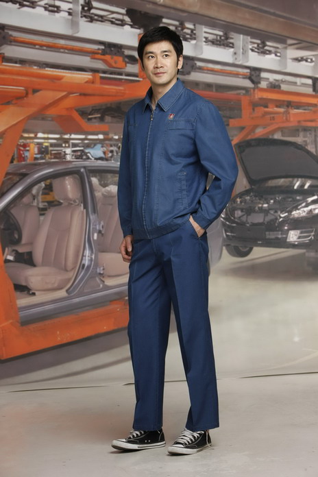工服定制 耐磨工作服男士 深藍(lán)色長(zhǎng)袖工作服